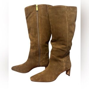 Vince Camuto Avriah Tall Dark Caramel Leather/Suede Kitten Heel Boot Size 8.5 M